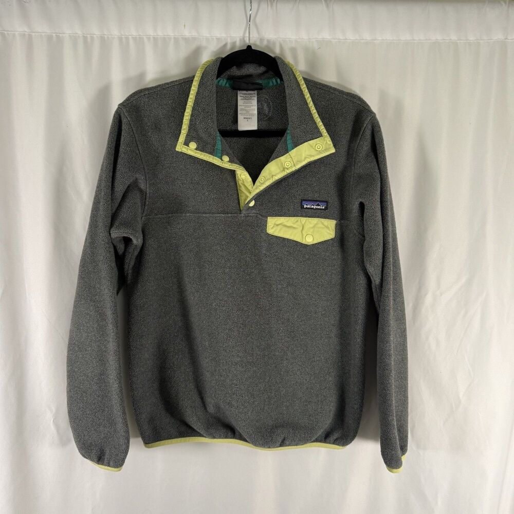 Patagonia Synchilla 1/4 Snap Sweater Women's Small Grey Pocket Fleece Long Slv
